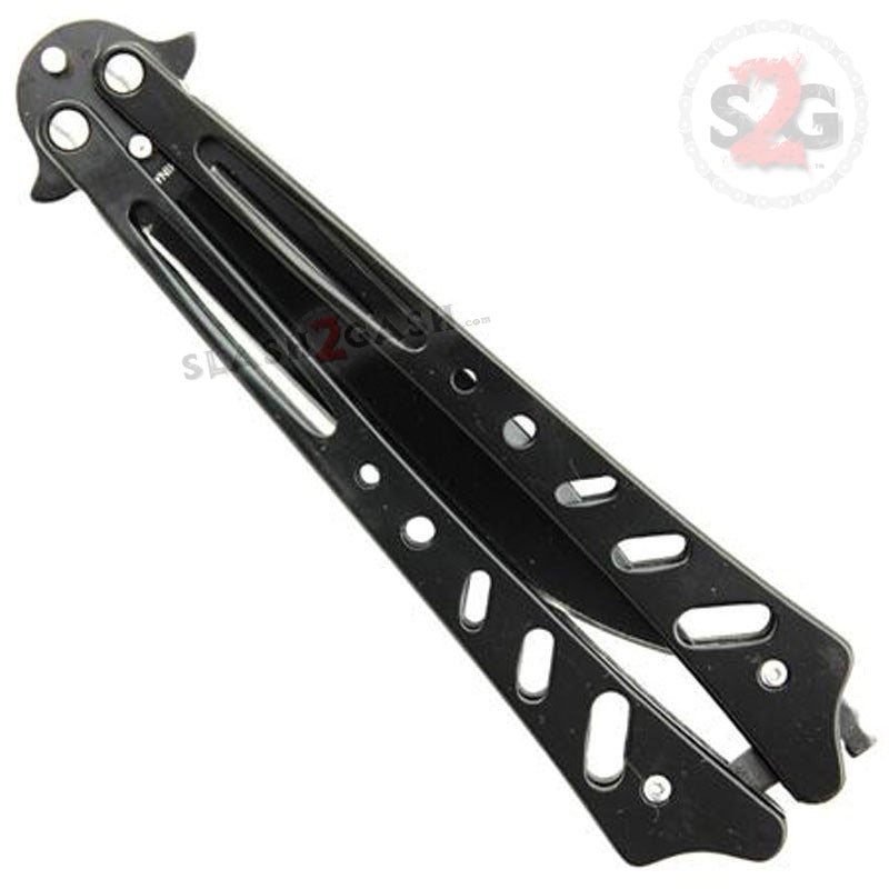 Iron Maiden Butterfly Knife Black Flared Balisong Knife-Balisong - Tophatter Daily Deals