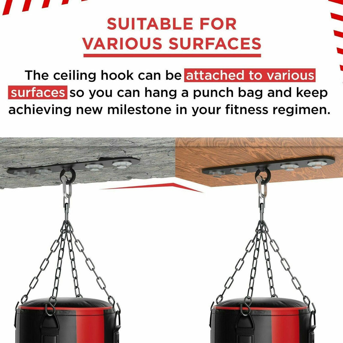 Hooks for Boxing Bags - 8" Iron Ceiling Hook Mount Heavy Duty MMA Training Hanger Exercise & Fitness - Tophatter Daily Deals
