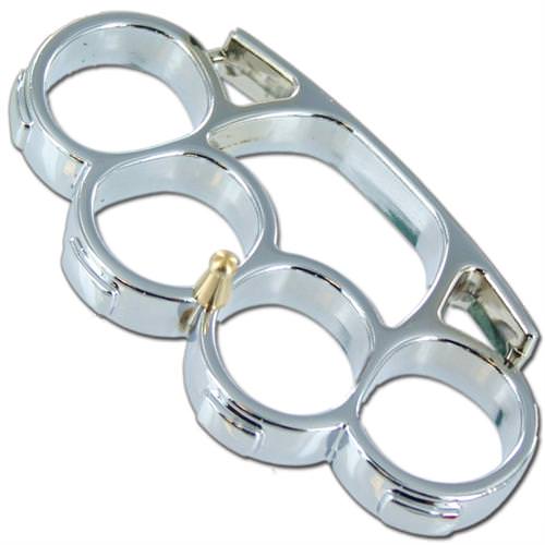Iron Fist Knuckleduster Paperweight Buckle Silver Collectible Weapons - Tophatter Daily Deals