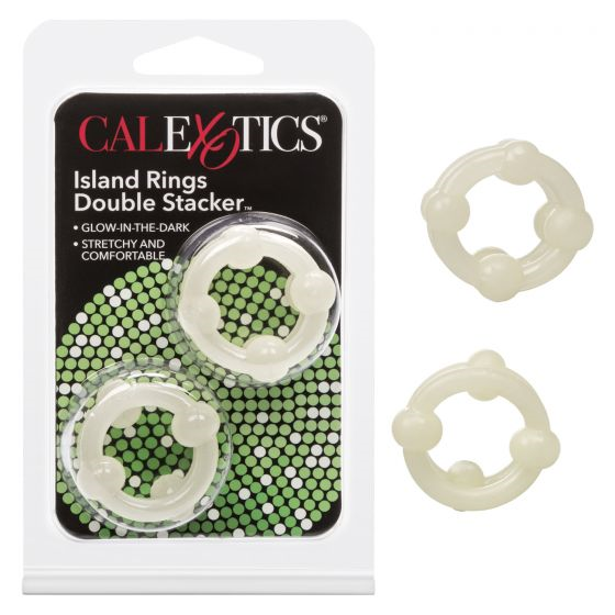 Island Rings Double Stacker Glow In The Dark Stretchy Cock Rings 0.75 Inch 2 Cm Duo > Cock Ring > Sets - Tophatter Daily Deals