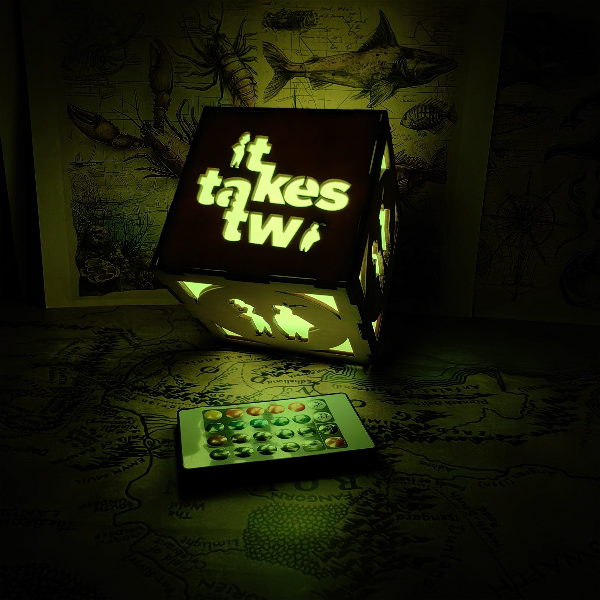 It Takes Two Inspired Lantern Desk Decor Wooden Cube Light - Tophatter Daily Deals