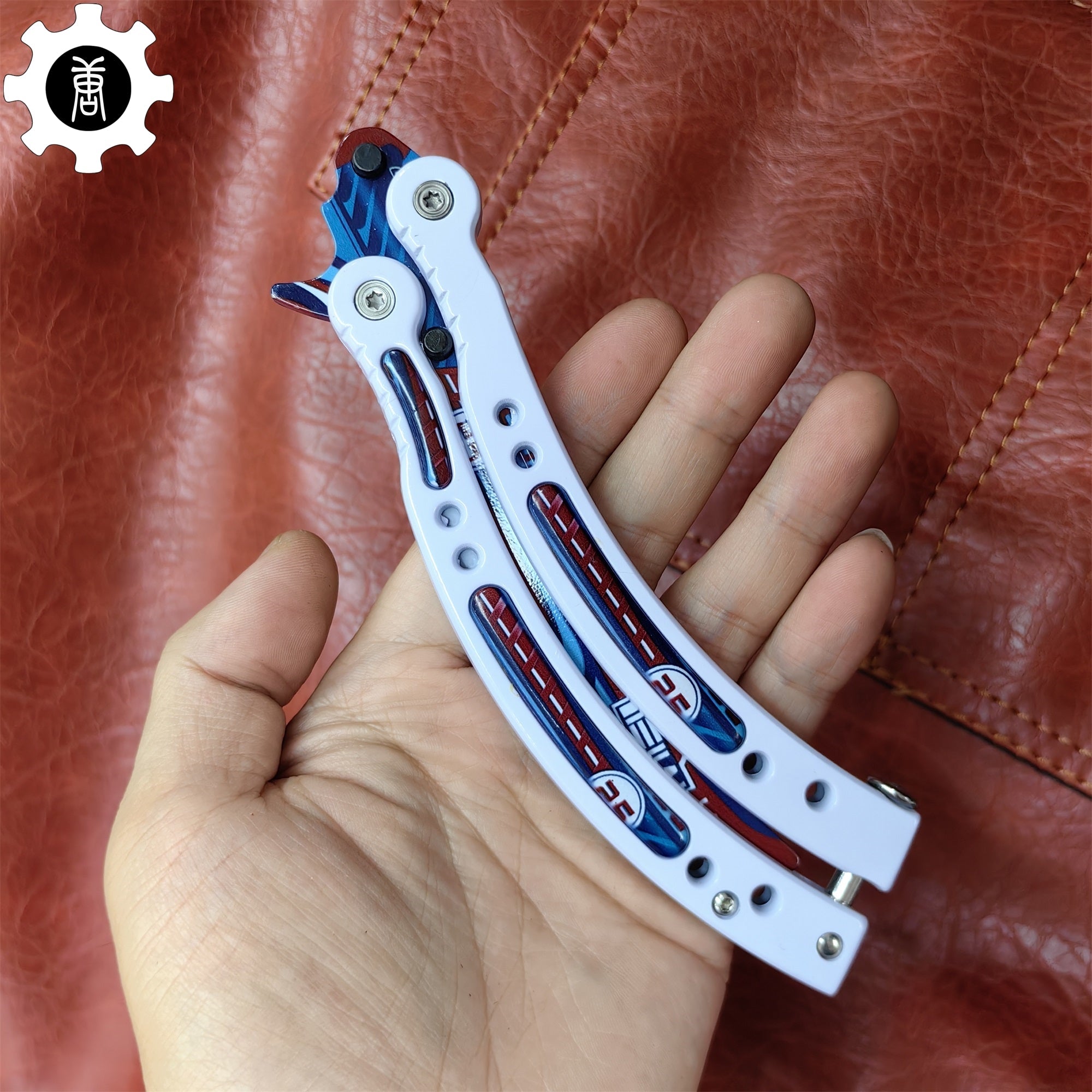 Italian Rally White Handle Metal Butterfly Knife Game Prop - Tophatter Daily Deals