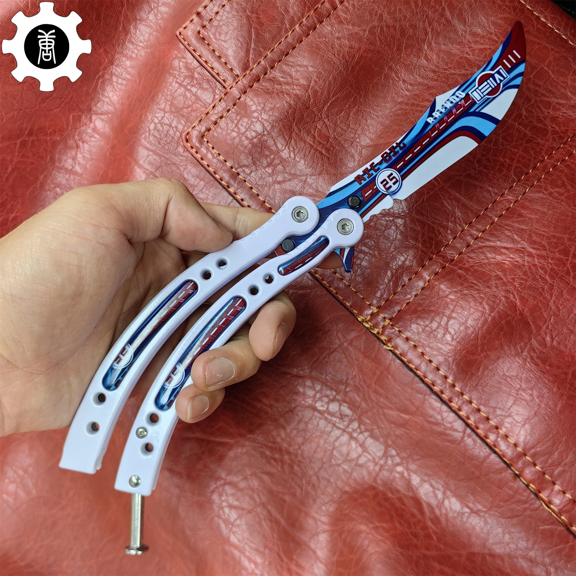 Italian Rally White Handle Metal Butterfly Knife Game Prop - Tophatter Daily Deals