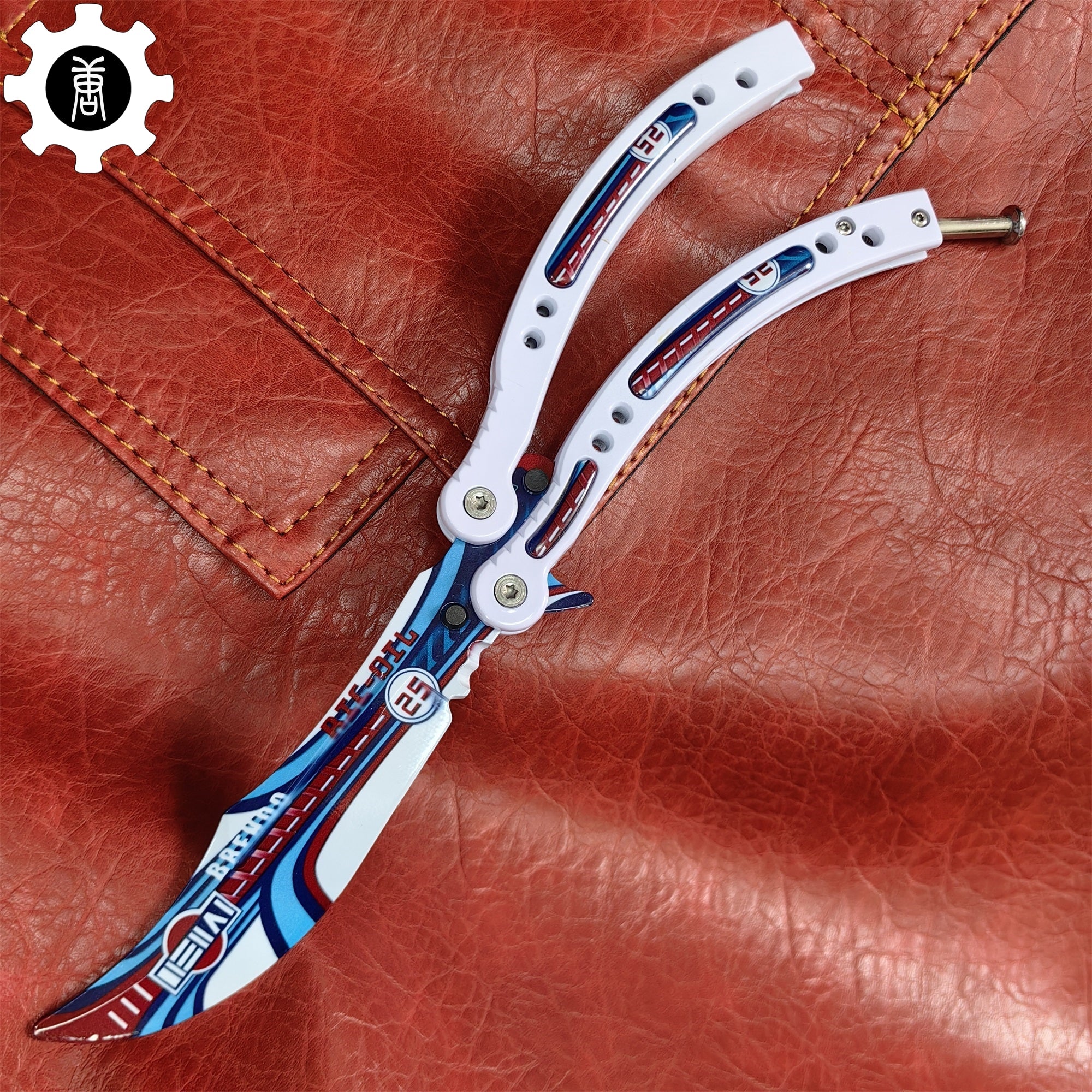 Italian Rally White Handle Metal Butterfly Knife Game Prop - Tophatter Daily Deals