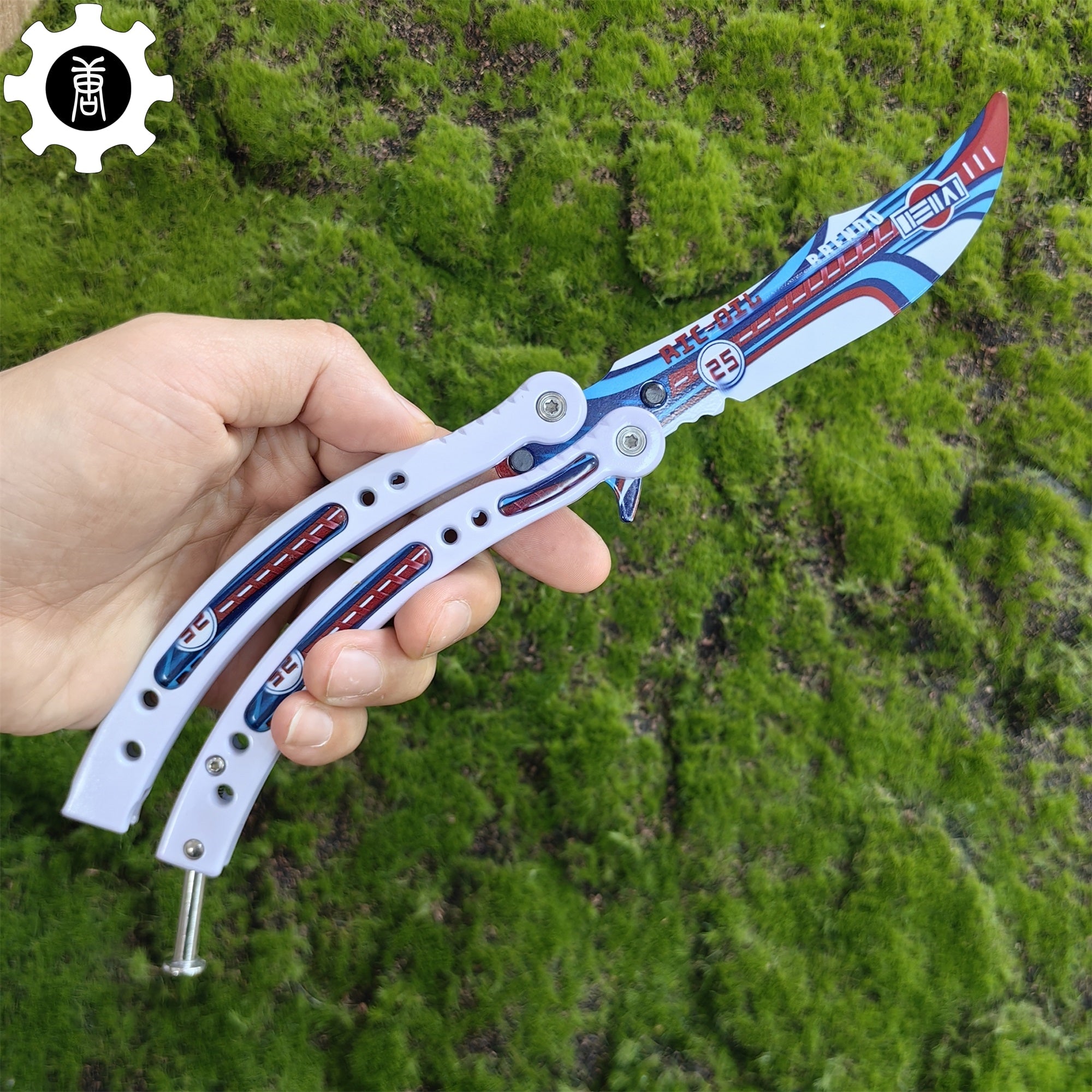 Italian Rally White Handle Metal Butterfly Knife Game Prop - Tophatter Daily Deals