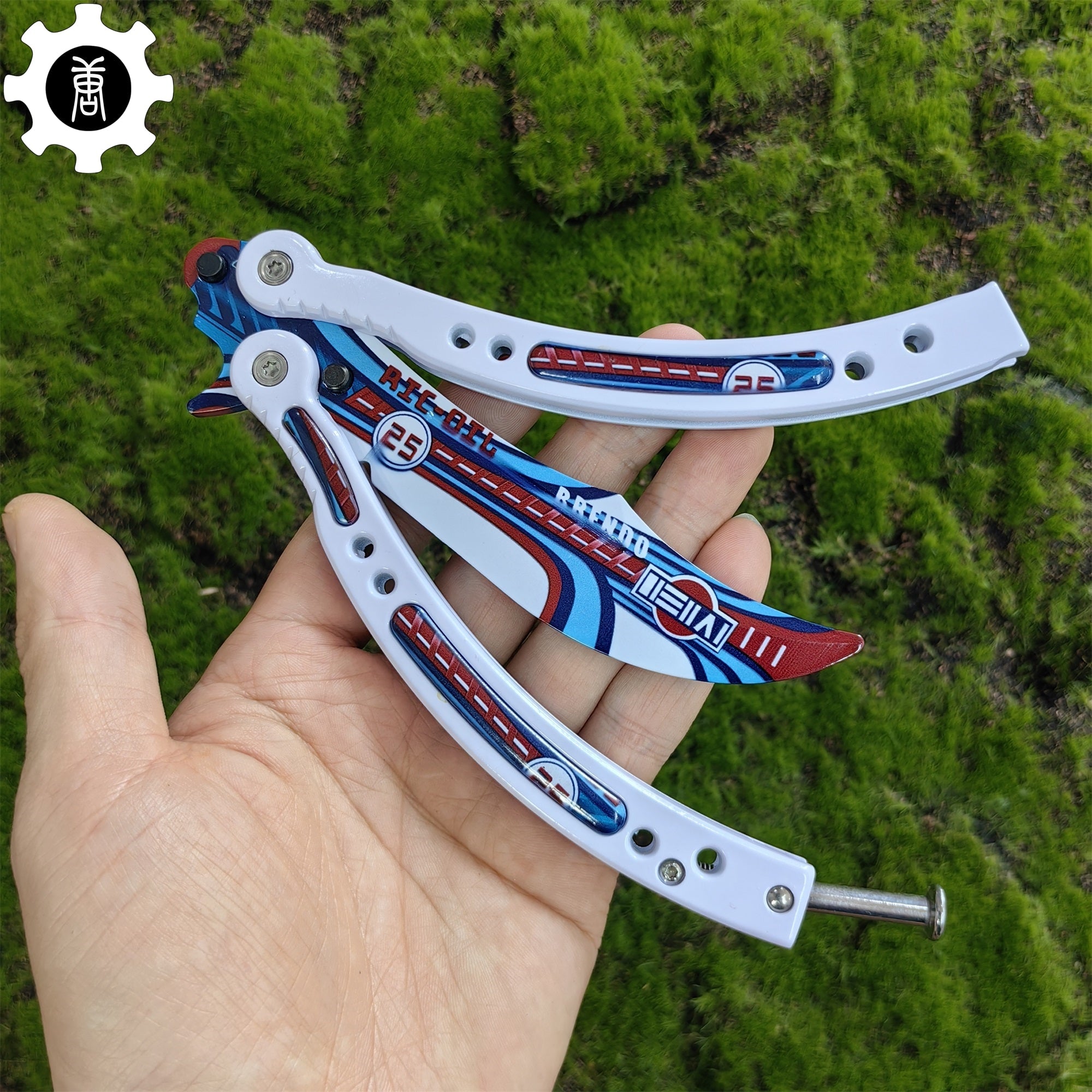 Italian Rally White Handle Metal Butterfly Knife Game Prop - Tophatter Daily Deals