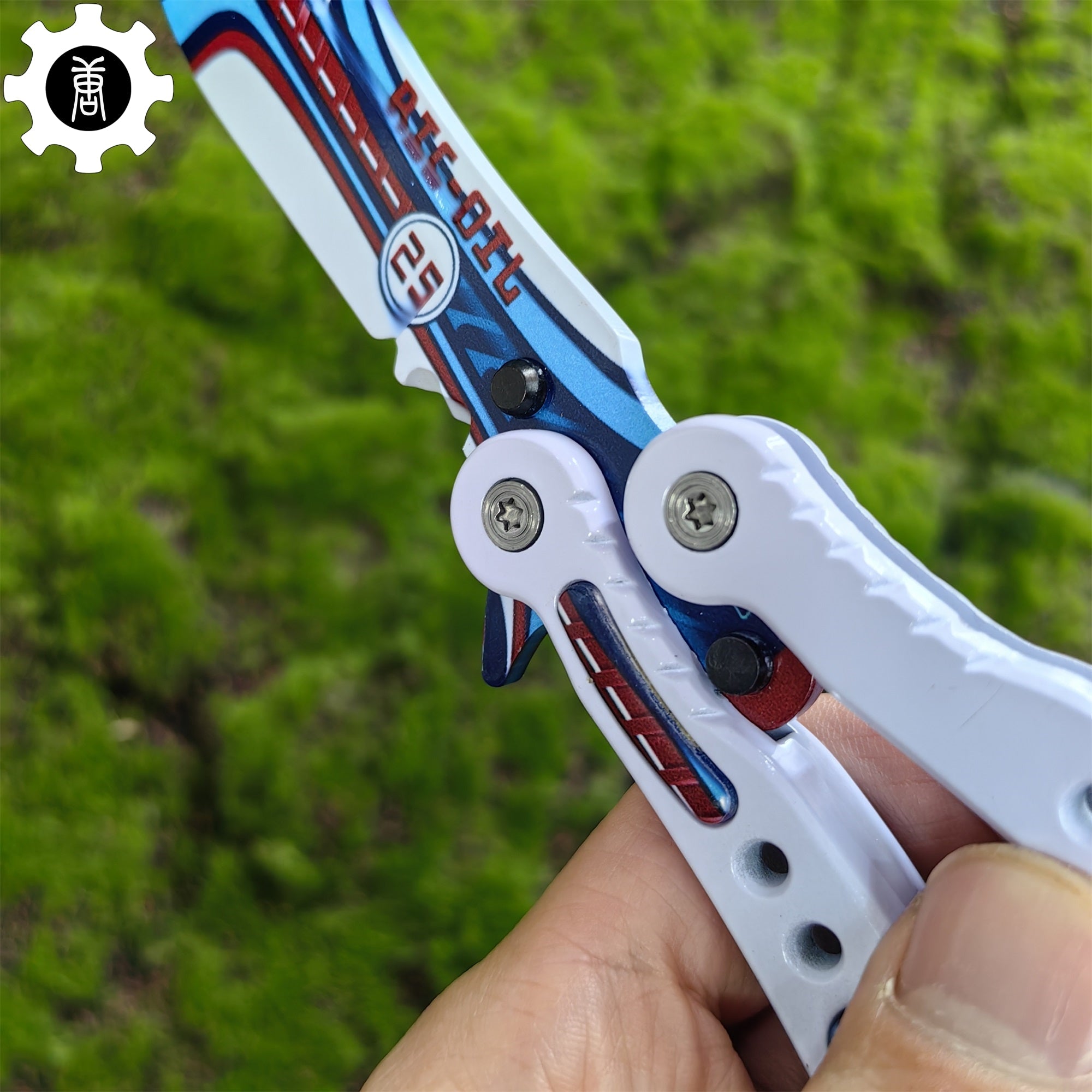 Italian Rally White Handle Metal Butterfly Knife Game Prop - Tophatter Daily Deals