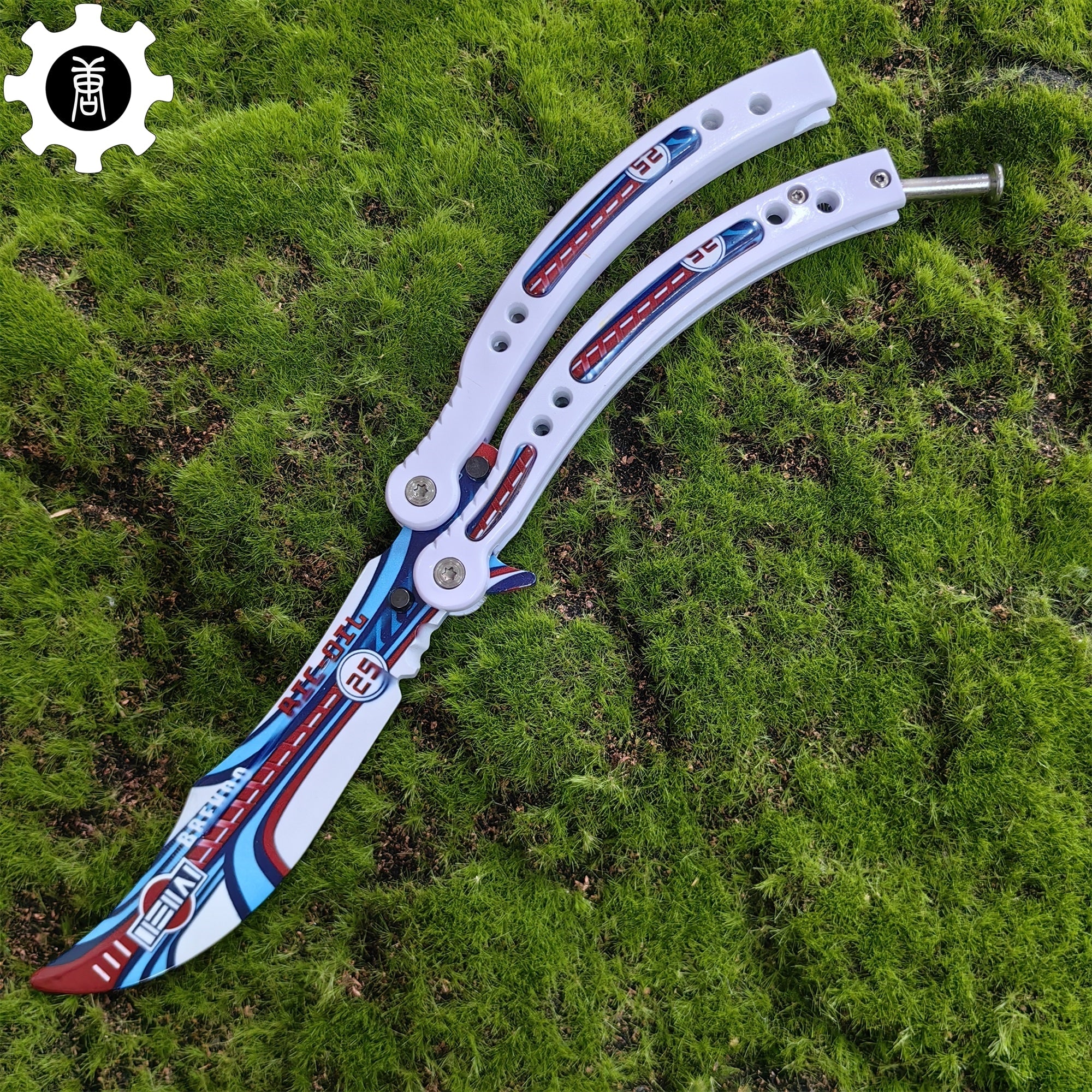 Italian Rally White Handle Metal Butterfly Knife Game Prop - Tophatter Daily Deals