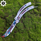 Italian Rally White Handle Metal Butterfly Knife Game Prop - Tophatter Daily Deals