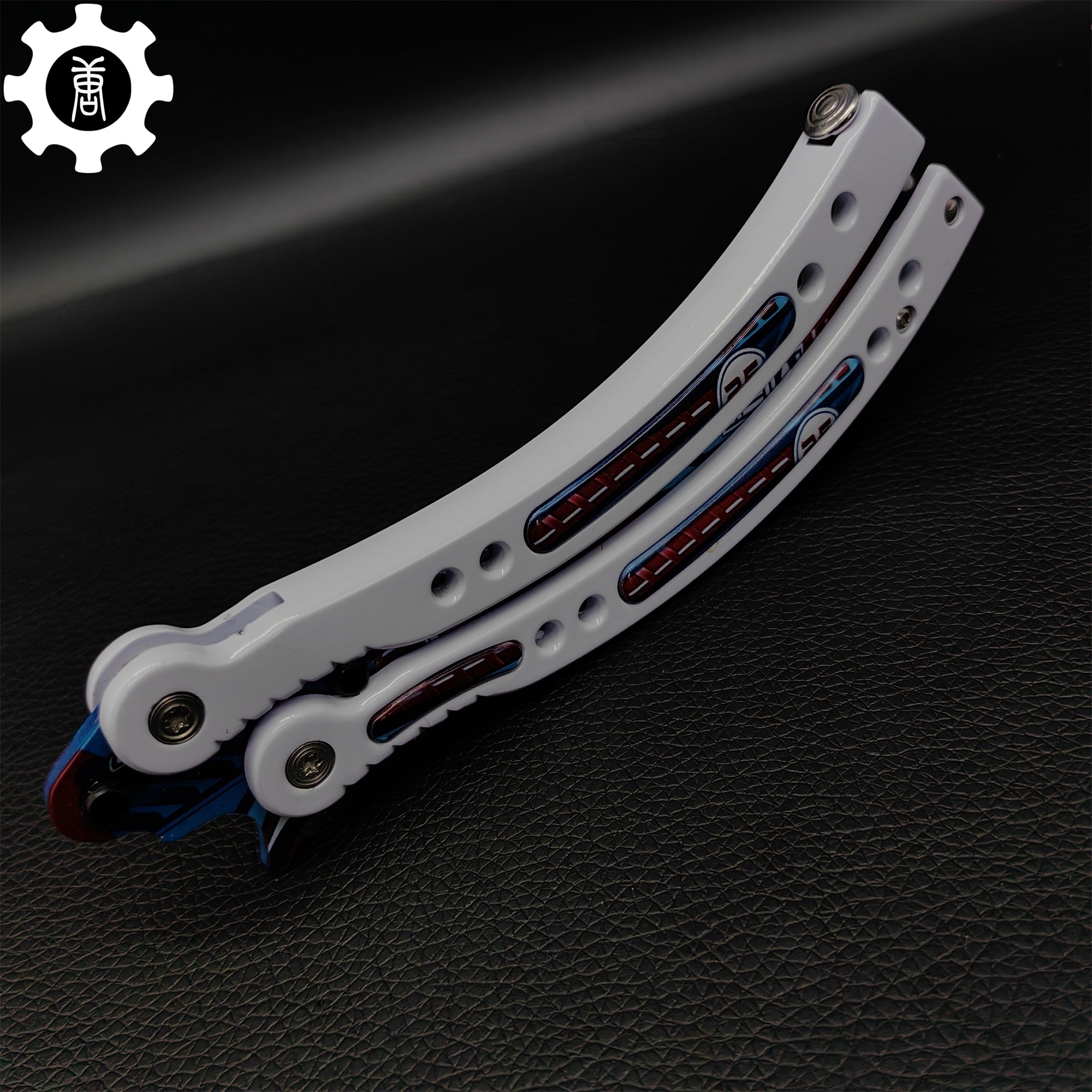 Italian Rally White Handle Metal Butterfly Knife Game Prop - Tophatter Daily Deals