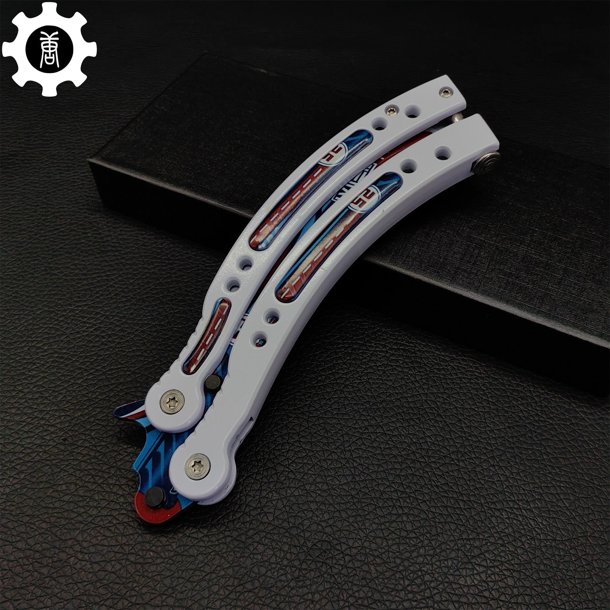 Italian Rally White Handle Metal Butterfly Knife Game Prop - Tophatter Daily Deals