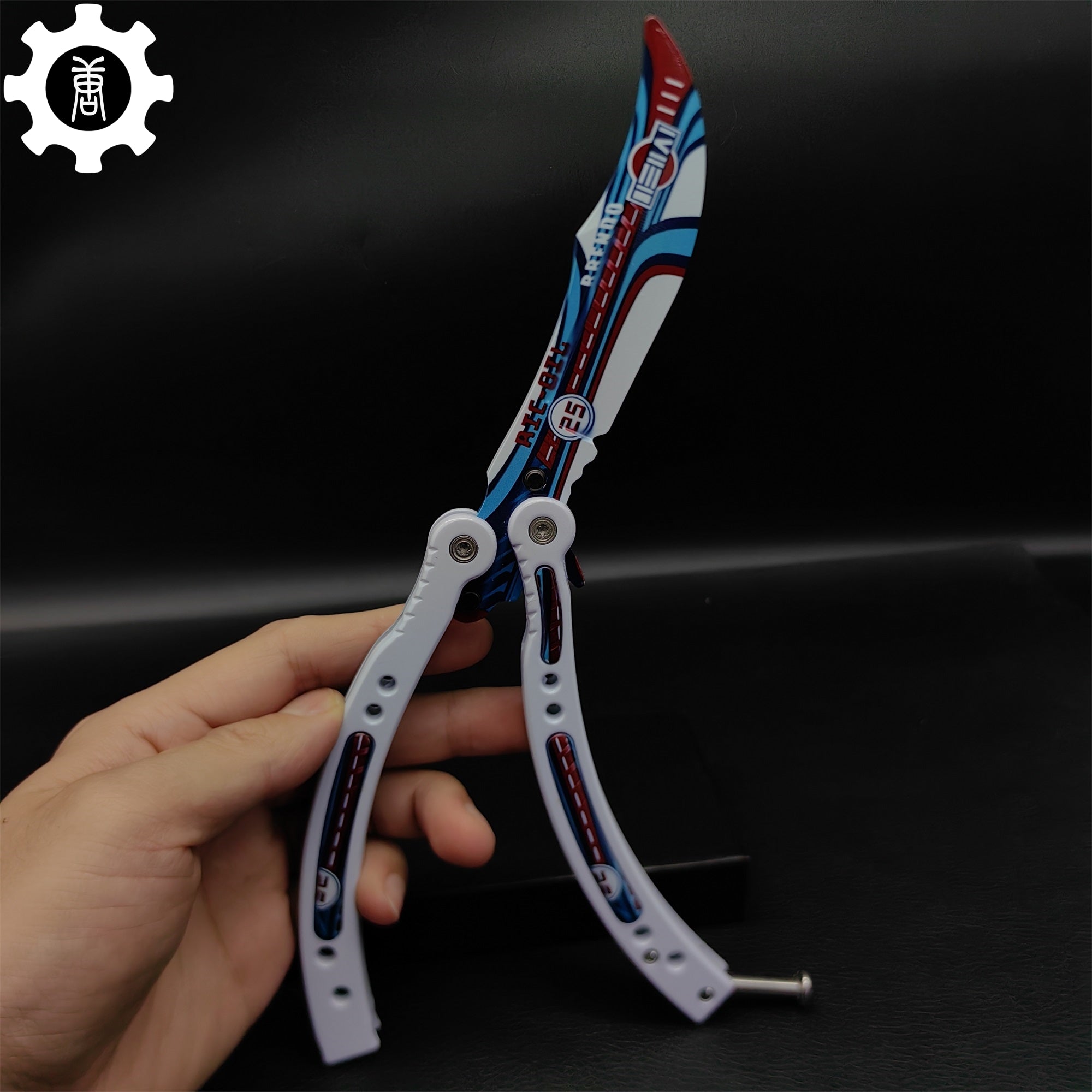 Italian Rally White Handle Metal Butterfly Knife Game Prop - Tophatter Daily Deals