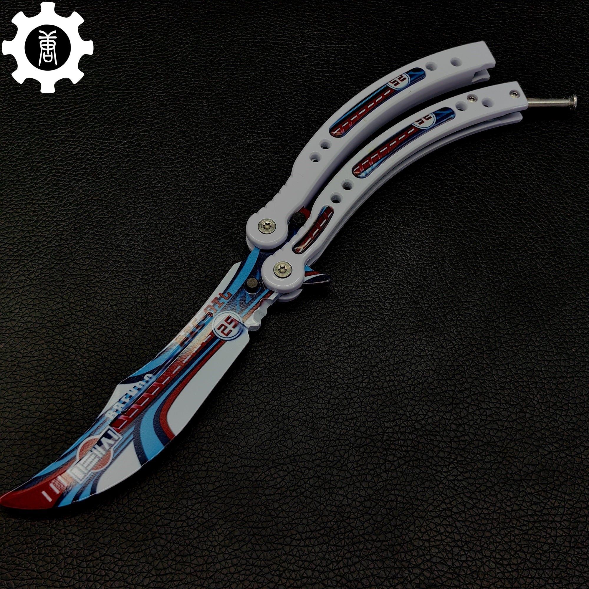 Italian Rally White Handle Metal Butterfly Knife Game Prop - Tophatter Daily Deals
