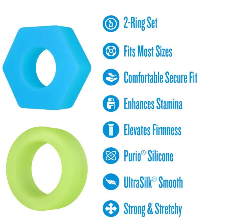 Performance Plus Flash Glow in the Dark – Premium 2-Ring Set Cock Ring > Cock Ring > Sets - Tophatter Daily Deals