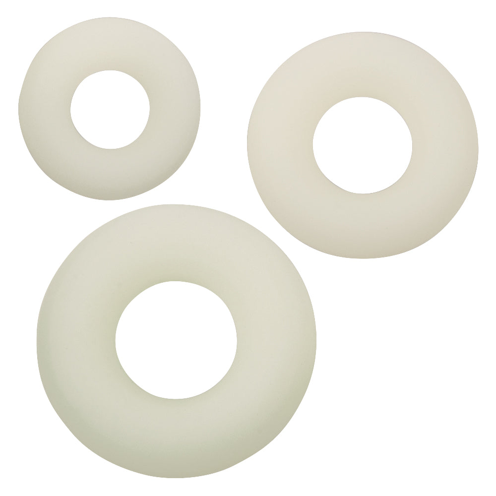 Alpha Glow-In-The-Dark Liquid Silicone 3 Ring Set in White with Multiple Sizes > Cock Ring > Sets - Tophatter Daily Deals