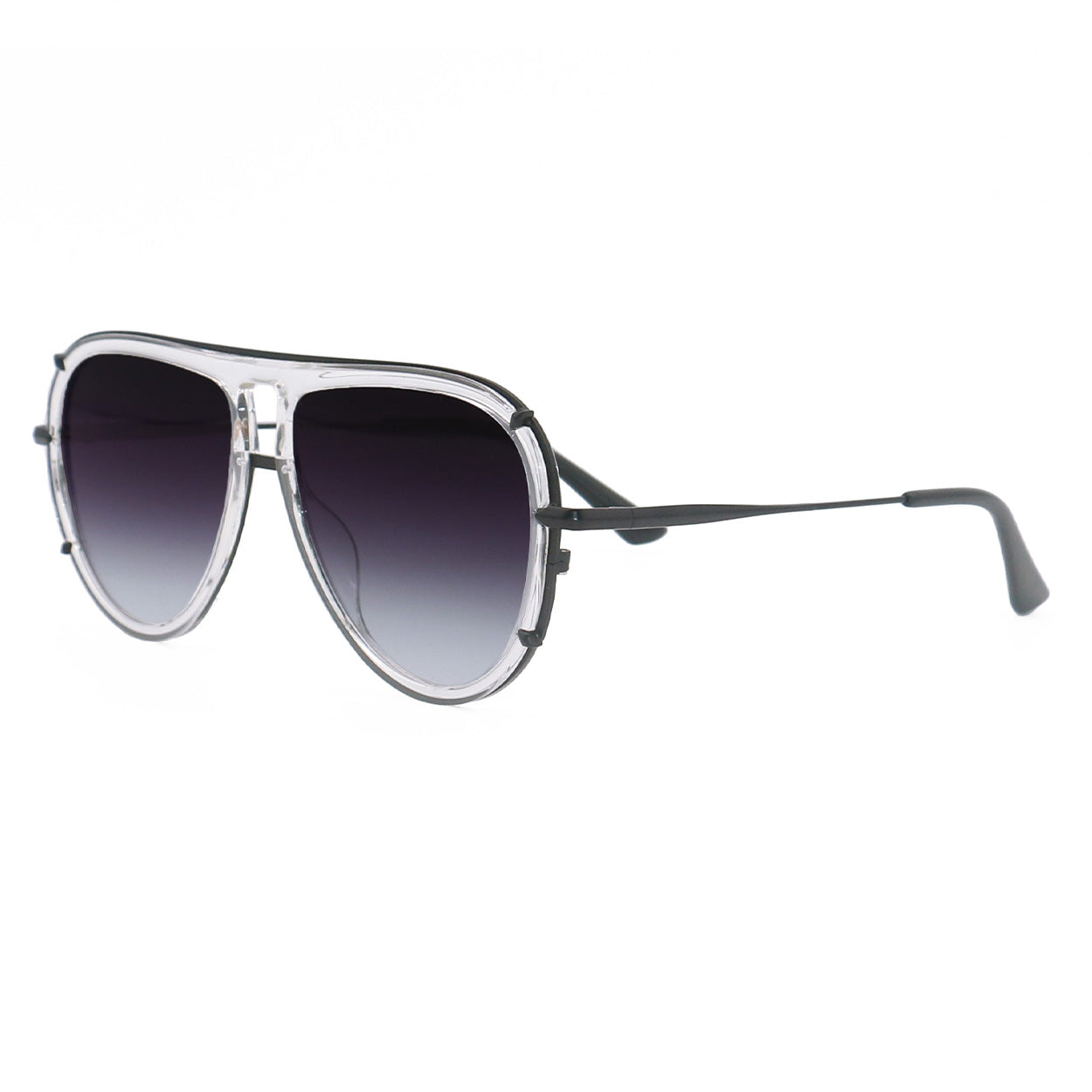 TopFoxx Ivy Luxe - Clear Black Tangle-Free Unisex Round Aviator Sunglasses Clear - Black OS Sunglasses - Tophatter Daily Deals