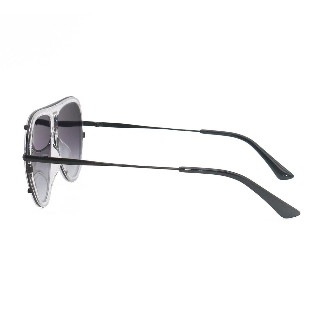 TopFoxx Ivy Luxe - Clear Black Tangle-Free Unisex Round Aviator Sunglasses Sunglasses - Tophatter Daily Deals