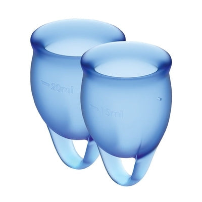 Satisfyer Feel Confident Menstrual Cup Dark Blue Set of 2 Cups 15ml and 20ml Medical Grade Silicone > Essentials > Menstrual Products - Tophatter Daily Deals