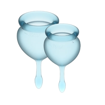 Satisfyer Feel Good Menstrual Cup Light Blue Set of 2 Cups 15ml and 20ml Medical Grade Silicone > Essentials > Menstrual Products - Tophatter Daily Deals