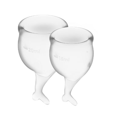Satisfyer Feel Secure Menstrual Cup Transparent Medical Grade Silicone Set of 2 Cups 15ml and 20ml > Essentials > Menstrual Products - Tophatter Daily Deals