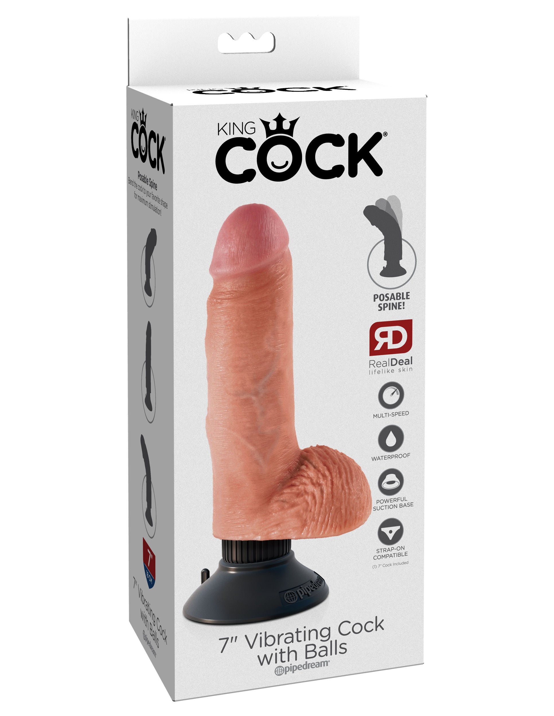 King Cock 7 Inch Vibrating Cock With Balls (Flesh) – Vibrator > Vibrators > Realistic Vibrators - Tophatter Daily Deals