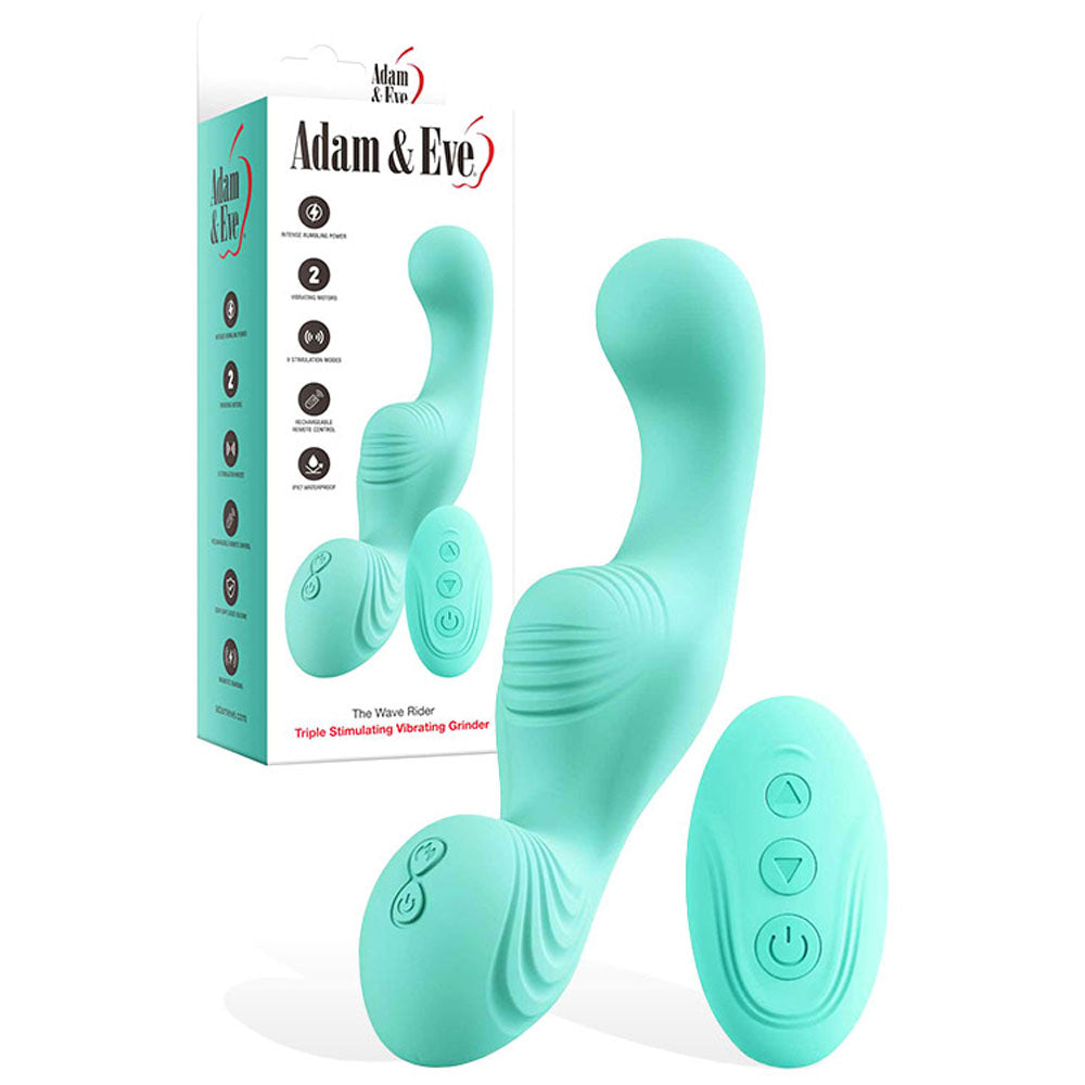 Adam & Eve The Wave Rider (Teal) – USB Rechargeable Remote-Controlled Triple Stimulating Grinder Pad > Vibrators > Unconventional - Tophatter Daily Deals