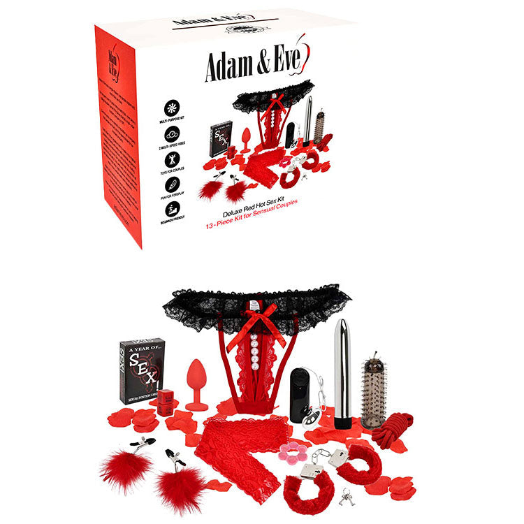 Adam & Eve Deluxe Red Hot Sex Kit – 13-Piece Couples Kit > Sex Toys > Sex Kits - Tophatter Daily Deals