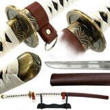 Japanese Hand Forged 1045 High Carbon Steel Katana Sword swords - Tophatter Daily Deals