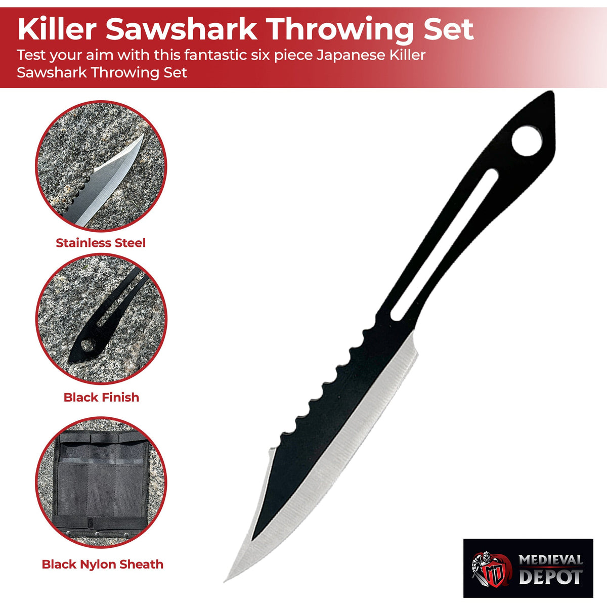 Japanese Killer Sawshark Throwing Set knives - Tophatter Daily Deals