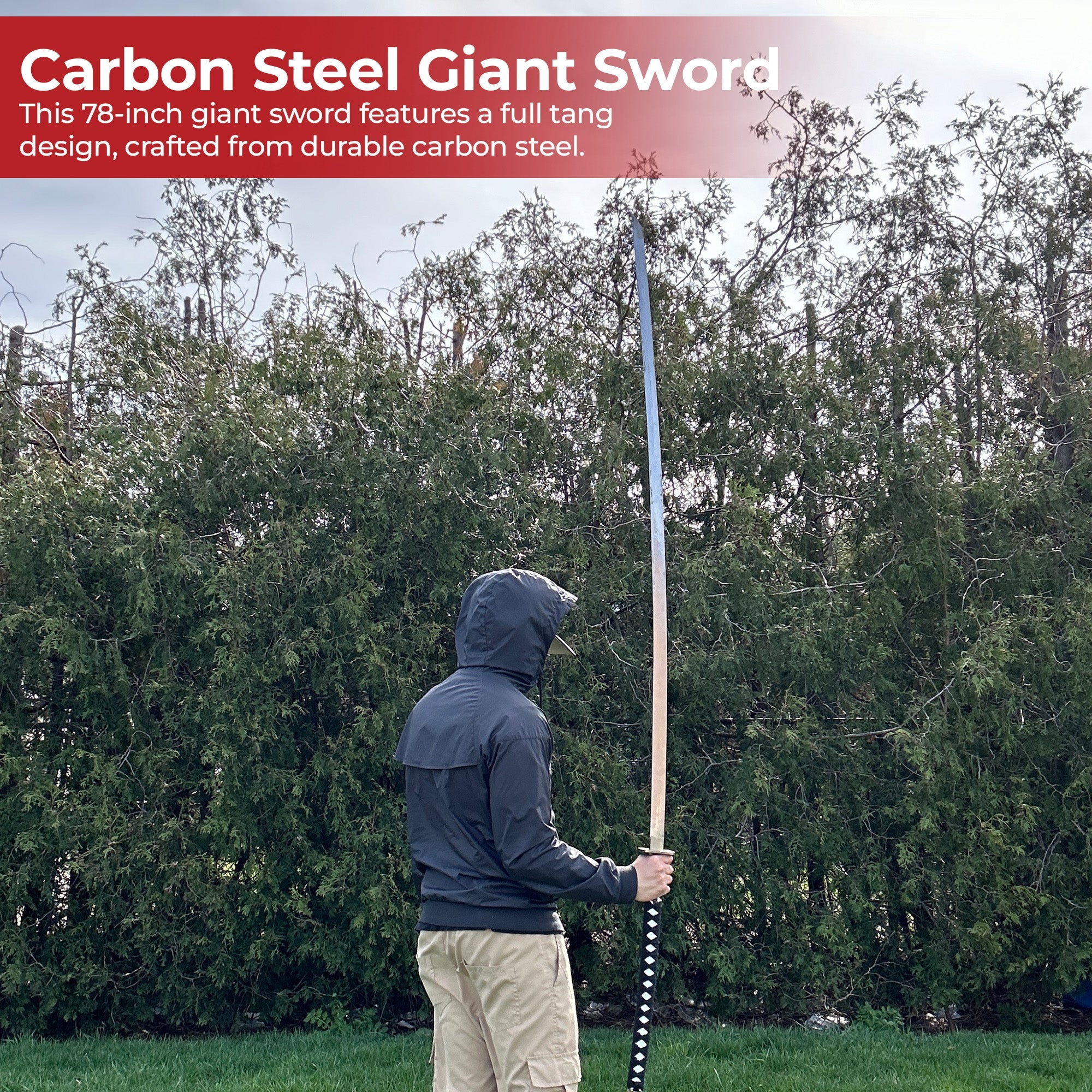 Japanese Nodachi Carbon Steel Giant 78 Inch Full Tang Sword swords - Tophatter Daily Deals