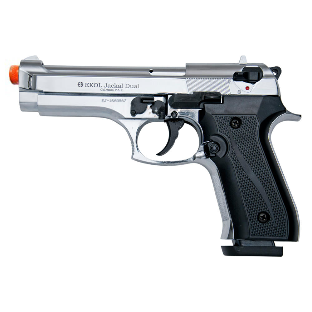 Jackal Full Automatic Front Firing Blank Machine Gun Chrome Finish - Tophatter's Guns'N'Weapons Store Collectible Weapons - Tophatter Daily Deals