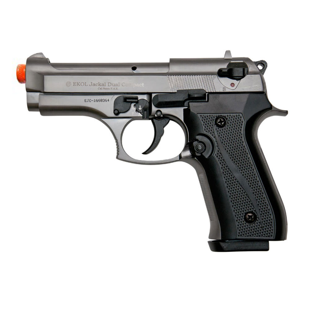 Jackal Compact Fume Finish - Full Auto Front Firing Blank Pistol Gun - Tophatter's Guns'N'Weapons Store Collectible Weapons - Tophatter Daily Deals