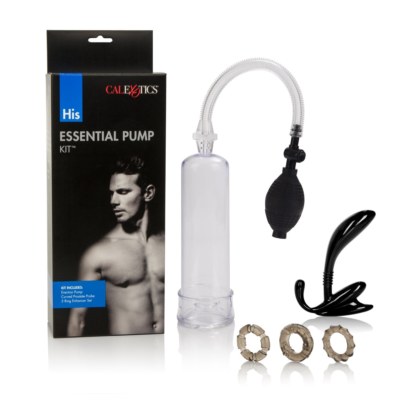 His Essential Pump Kit – Penis Pump with Prostate Probe and Stretchy Rings Set > Pumps > Penis Pumps - Tophatter Daily Deals