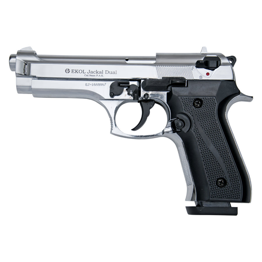 Jackal Full Automatic Blank Firing Machine Gun Chrome Finish - Tophatter's Guns'N'Weapons Store Collectible Weapons - Tophatter Daily Deals