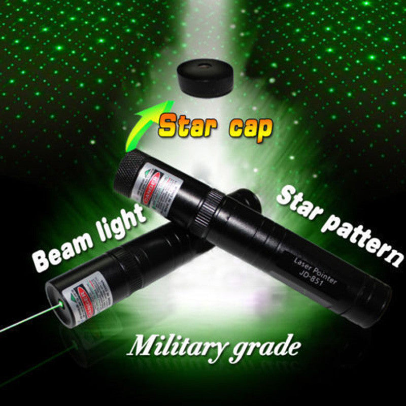 Green Laser Pointer Pen JD-851 High Power Military Grade 10 Miles + Star Cap + Battery + Charger 532nm Laser - Tophatter Daily Deals