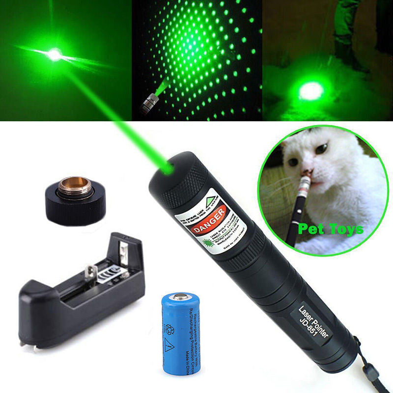 Green Laser Pointer Pen JD-851 High Power Military Grade 10 Miles + Star Cap + Battery + Charger 532nm Laser - Tophatter Daily Deals
