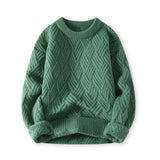Warm Cozy Men's Cable Knit Sweater - Crewneck Wool Blend Green - Tophatter Daily Deals