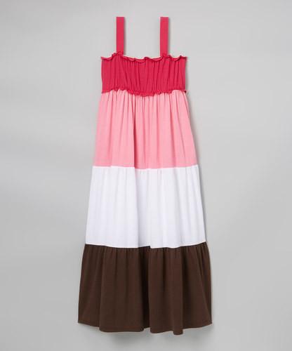 Girls Multi Color Tiered Dress Pink Multi 1 Children / Dresses - Tophatter Daily Deals