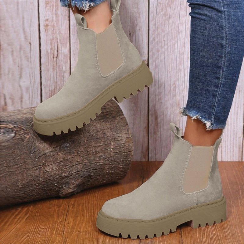 Warm Cozy Women Ankle Boots - Chunky Suede, For Winter - Tophatter Daily Deals