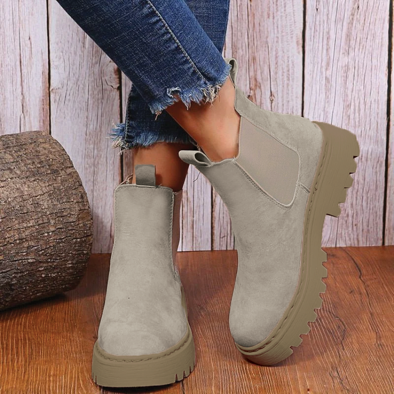 Warm Cozy Women Ankle Boots - Chunky Suede, For Winter - Tophatter Daily Deals