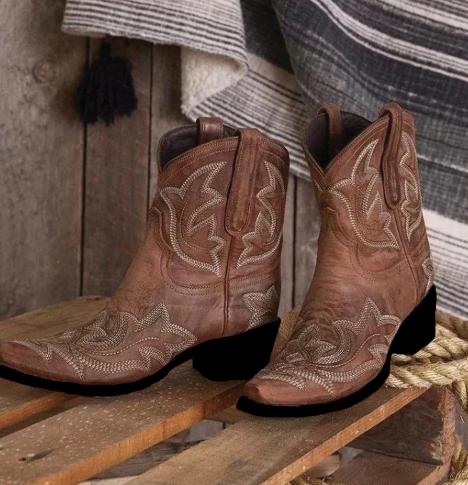 Durable Women's Western Boots - Mid Calf, Leather, Casual Brown - Tophatter Daily Deals