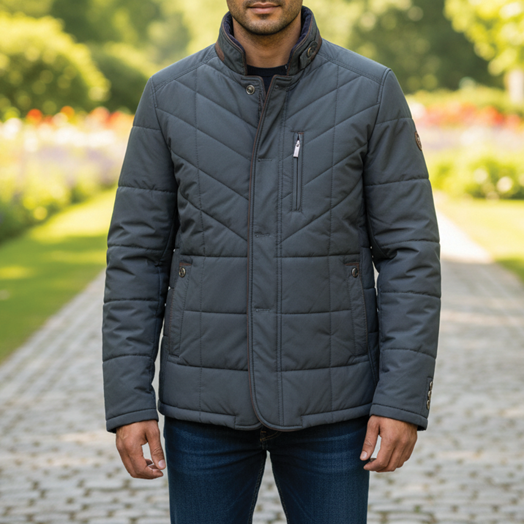 Insulating Men’s Padded Jacket - Tailored Chevron Polyester Blue - Tophatter Daily Deals