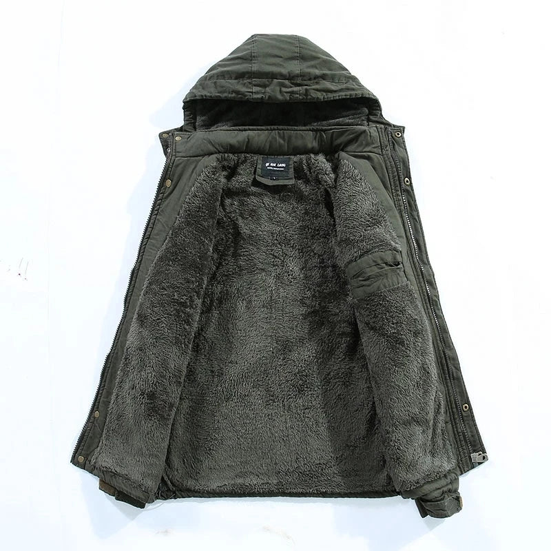 Insulating Men's Fleece Jacket - Hooded, Plush Lining, Cold - Tophatter Daily Deals