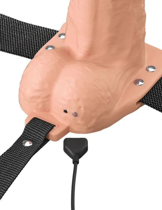 Fantasy X-Tensions Elite (Beige/Brown) – Vibrating Hollow Silicone Strap-On 8 Inch > Dildos > Strap On Harnesses - Tophatter Daily Deals