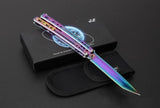 Tanto Butterfly Knife w/ Spring Latch 440C Mirror Finish - Chrome 5 colors Knife-Balisong - Tophatter Daily Deals