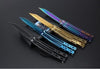Tanto Butterfly Knife w/ Spring Latch 440C Mirror Finish - Chrome 5 colors Black Knife-Balisong - Tophatter Daily Deals