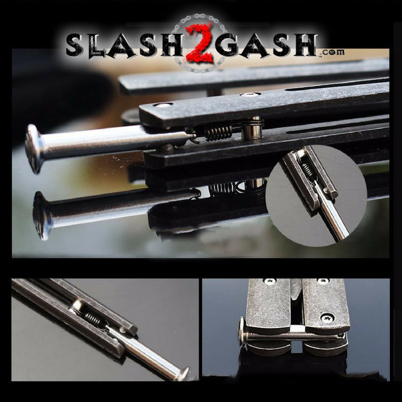 Stonewash Butterfly Knife TRAINER Balisong w/ Zen Pins + Spring Latch Knife-Balisong - Tophatter Daily Deals