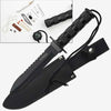 11.25" Black Serrated Jungle Survival Knife, Sheath and Kit - Tophatter's Army Products & Self Defense Collectible Weapons - Tophatter Daily Deals