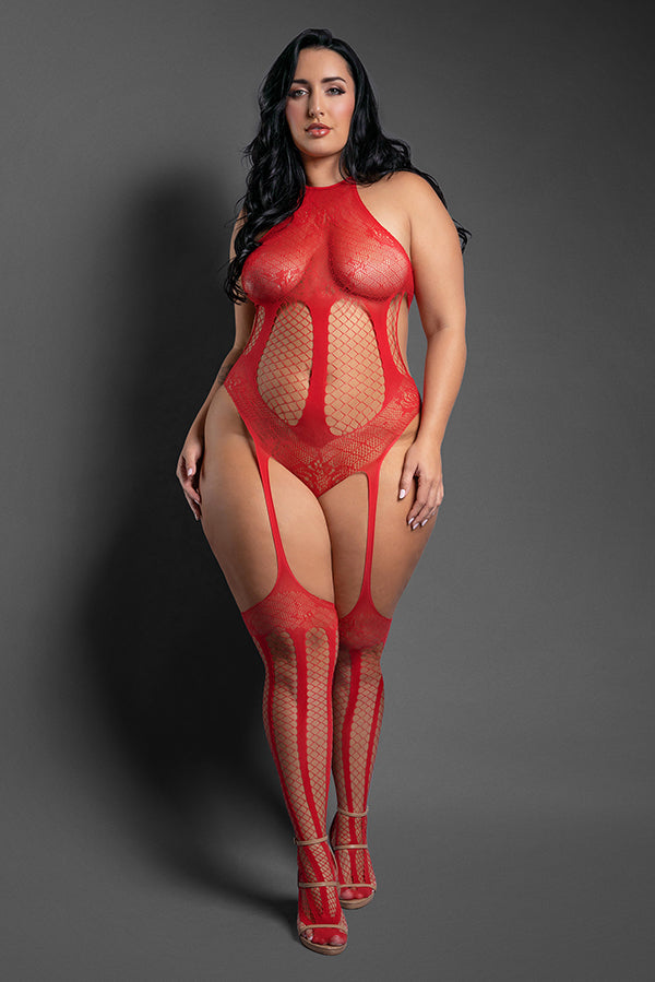 Stripped Down Teddy Bodystocking (Red) – Bodystocking Lingerie > Clothes > Bodies and Playsuits - Tophatter Daily Deals