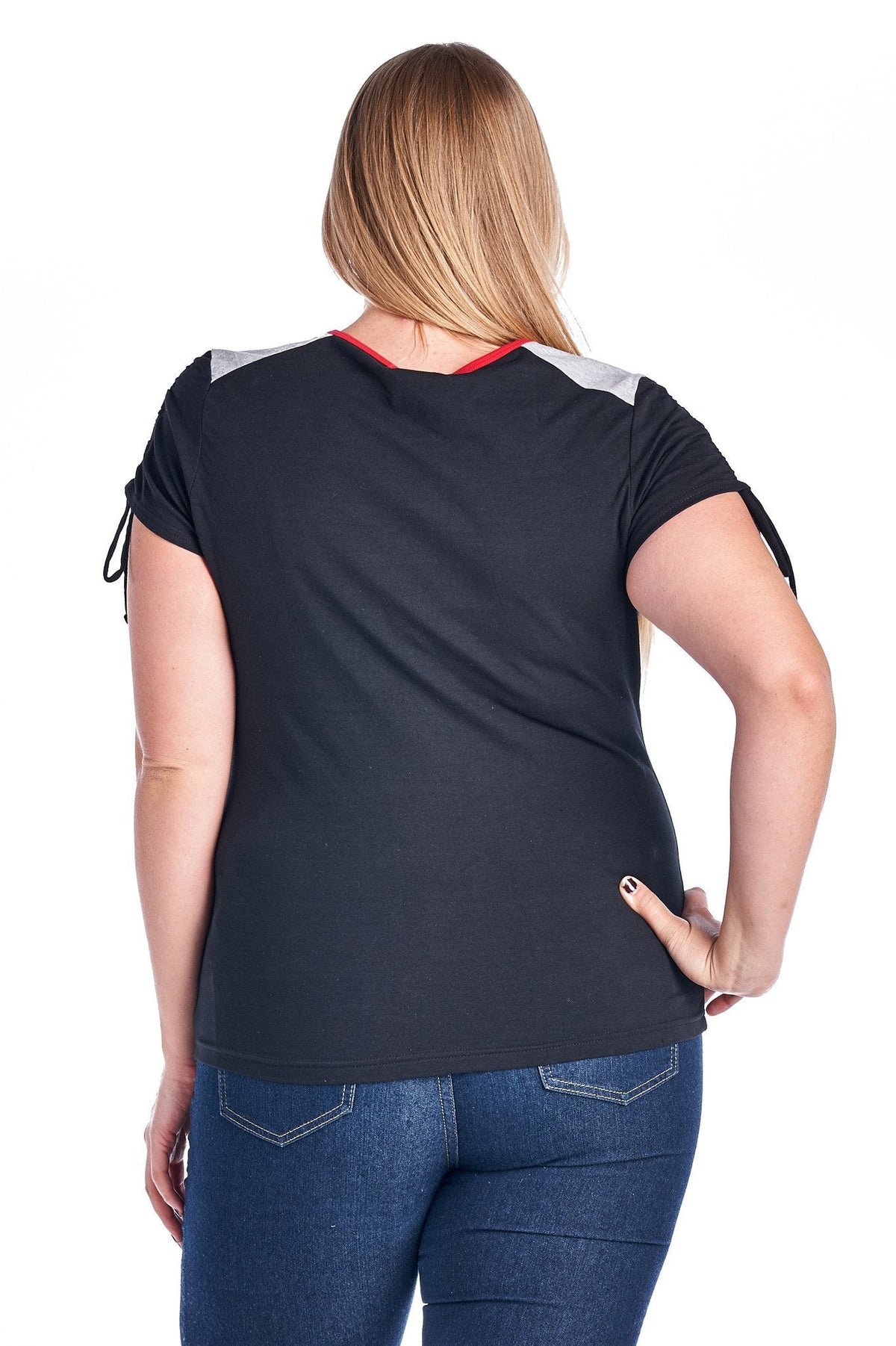 Women's Plus Size V-Neck Top with Sleeve Ties Plus Size / Tops - Tophatter Daily Deals